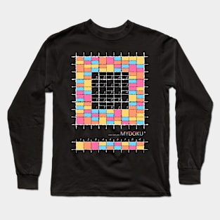 Mydoku_W010_H001_003_F: Sudoku, Sudoku coloring, logic, logic puzzle, holiday puzzle, fun, away from screen Long Sleeve T-Shirt